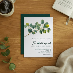 Eucalyptus vertakt groene bladeren bruiloft kaart