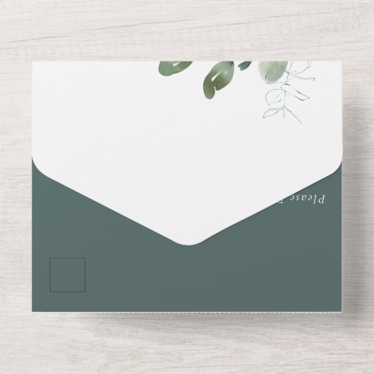 Eucalyptus viering van het leven all in one uitnodiging (Achterkant)