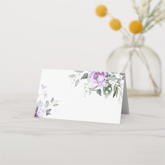 Eucalyptus Violet Bloemen Trouwplaats Kaart (Achterkant)