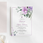 Eucalyptus Violet Fleurs Baptême Invitation