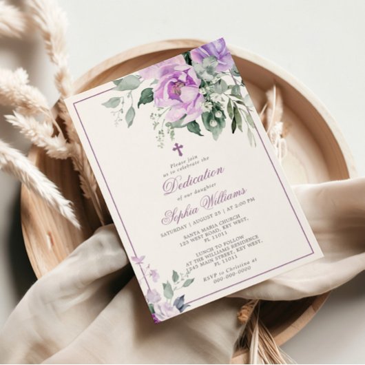 Eucalyptus Violet Fleurs Dédication Invitation