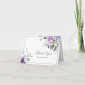 Eucalyptus Violet Fleurs Mariage Carte de remercie (Devant)
