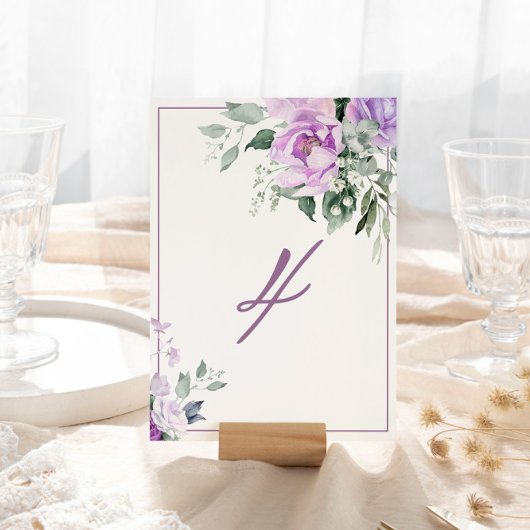 Eucalyptus Violet Flowers Mariage Numéro de table