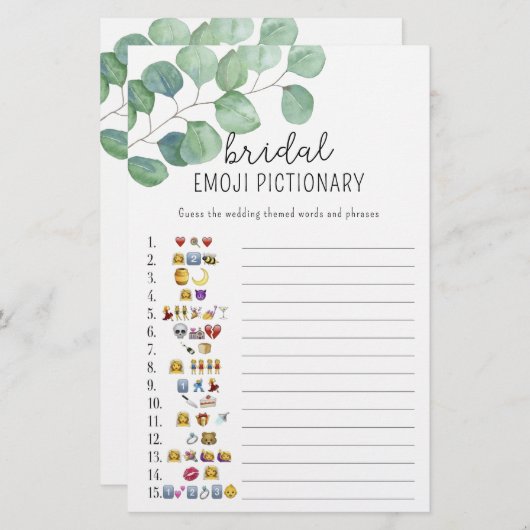 Eucalyptus - vrijgezellenfeest emoji pictionary ga (Voorkant / Achterkant)