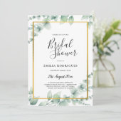 Eucalyptus VRIJGEZELLENFEEST Greenery Gold QR Code Kaart (Staand voorkant)