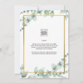 Eucalyptus VRIJGEZELLENFEEST Greenery Gold QR Code Kaart (Achterkant)