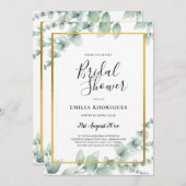 Eucalyptus VRIJGEZELLENFEEST Greenery Gold QR Code Kaart (Voorkant / Achterkant)