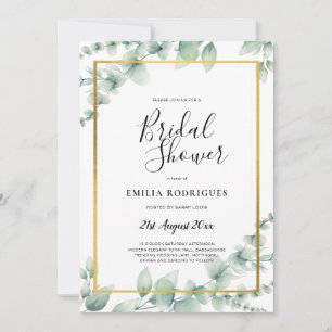 Eucalyptus VRIJGEZELLENFEEST Greenery Gold QR Code Kaart