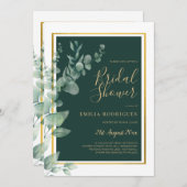 Eucalyptus VRIJGEZELLENFEEST Greenery Gold QR Code Kaart (Voorkant / Achterkant)