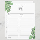 Eucalyptus Vrijgezellenfeest Recipcard (Voorkant / Achterkant)