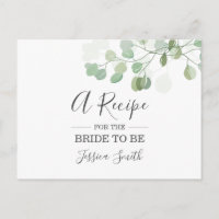 Eucalyptus Vrijgezellenfeest Recipe Card Greenery 