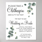 Eucalyptus wasknijper bruidsshower spel bord poster (Voorkant)