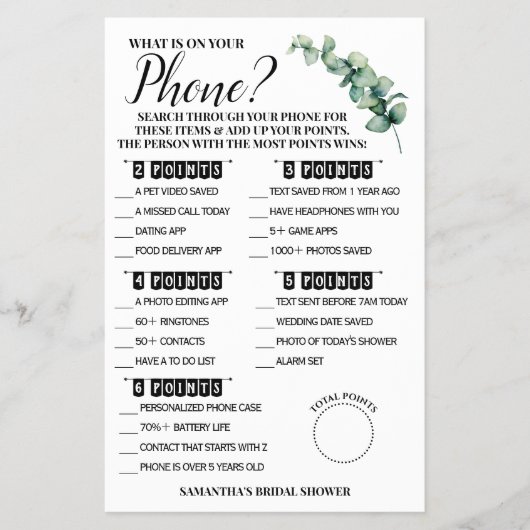 Eucalyptus Wat is er op uw Kaart van het Spel van  (Voorkant)