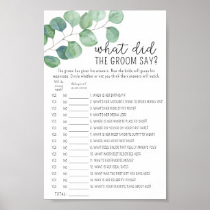 Eucalyptus - Wat zei de bruidegom tegen het bruids Poster