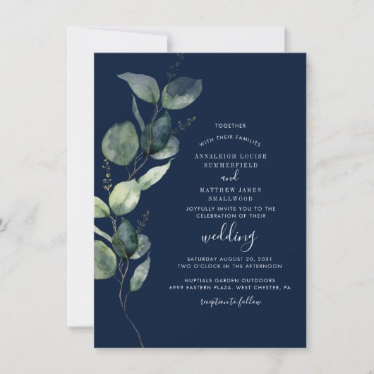 Eucalyptus Watercolor Botanical Wedding Kaart (Voorkant)