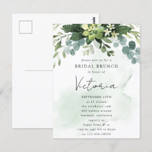 Eucalyptus Watercolor Chic Bruiloftsuitnodiging Briefkaart
