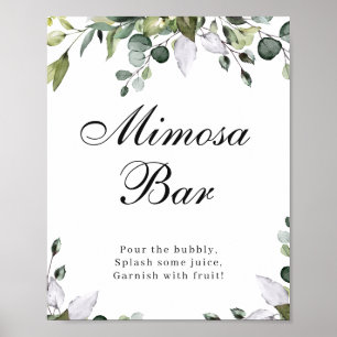 Eucalyptus watercolor mimosa bar poster bord