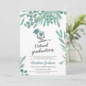 Eucalyptus watercolor muts foto virtuele afstudere kaart (Staand voorkant)