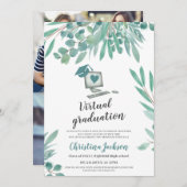 Eucalyptus watercolor muts foto virtuele afstudere kaart (Voorkant / Achterkant)