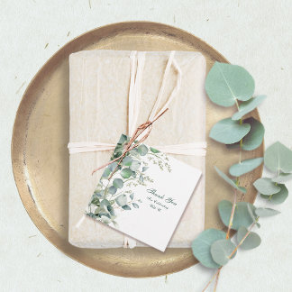 Eucalyptus Watercolor Script Trouwkaart Bedankt Fa Bedankjes Labels