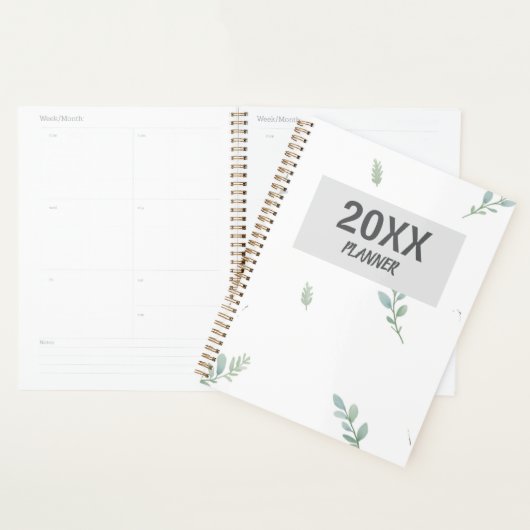 Eucalyptus Watercolor Weekly & Monthly Planner (Devant avec enveloppe)