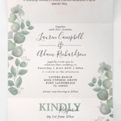 Eucalyptus Waterverf Alles-in-één bruiloft Drieluik Uitnodiging (Binnenkant midden)