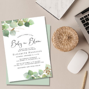 Eucalyptus Waterverf Baby in Bloom Shower Kaart