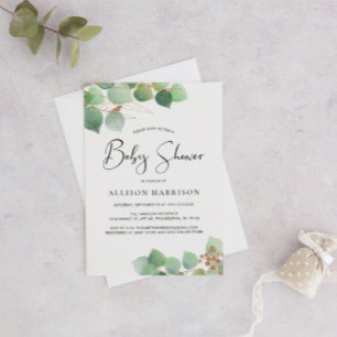 Eucalyptus Waterverf Baby shower Kaart
