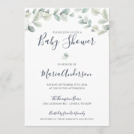 Eucalyptus Waterverf Baby shower Uitnodiging