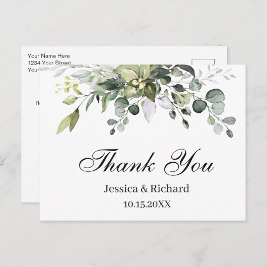 Eucalyptus Waterverf Bedankt Briefkaart (Voorkant / Achterkant)