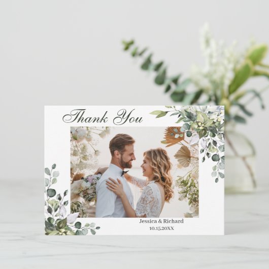 Eucalyptus Waterverf Bedankt voor je FOTO-kaart (Staand voorkant)