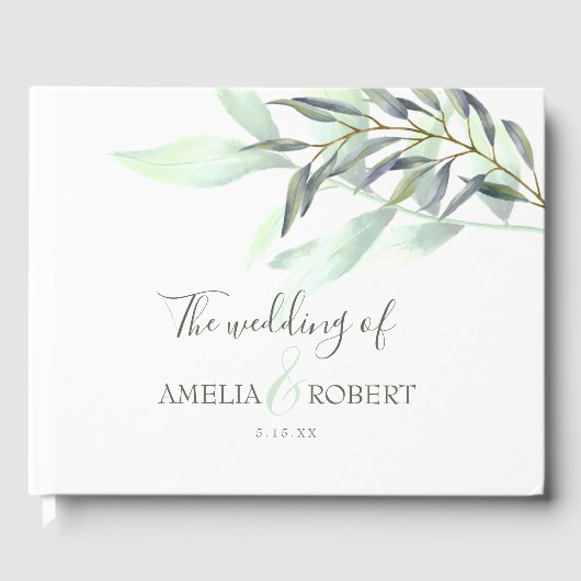 Eucalyptus Waterverf bladeren Gastenboek (Voorkant)