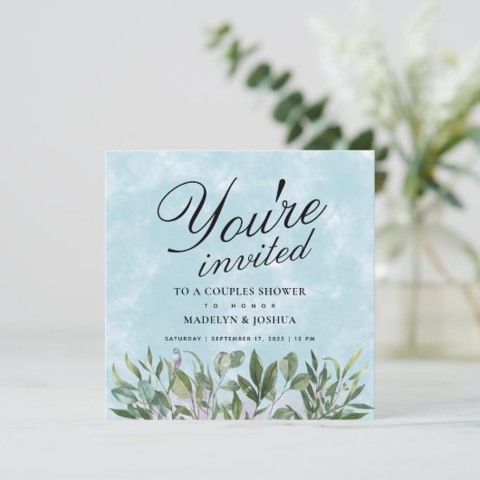 Eucalyptus Waterverf Couples Shower Kaart (Staand voorkant)