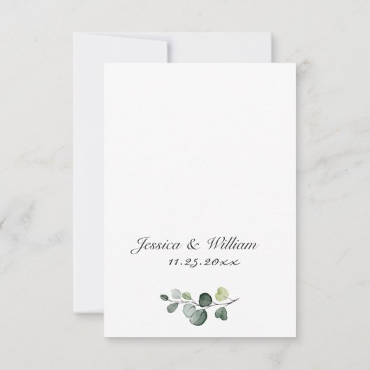 Eucalyptus Waterverf Floral bruiloft RSVP Kaartje (Achterkant)