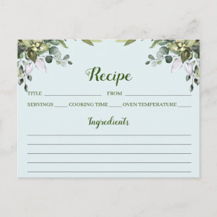 Eucalyptus Waterverf Floral Recipe Card Briefkaart