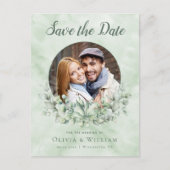 Eucalyptus Waterverf Foto Weddenschap Opslaan Datu Aankondigingskaart (Voorkant)