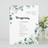 Eucalyptus waterverf greenery bruiloft programma (Staand voorkant)