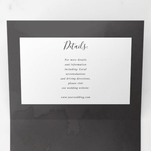 Eucalyptus waterverf grijs alles in één bruiloft drieluik uitnodiging (Binnenzijde eerst)