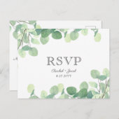Eucalyptus Waterverf groen bruiloft RSVP Briefkaart (Voorkant / Achterkant)