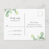 Eucalyptus Waterverf groen bruiloft RSVP Briefkaart (Achterkant)