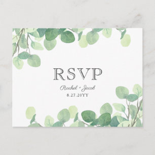 Eucalyptus Waterverf groen bruiloft RSVP Briefkaart