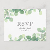 Eucalyptus Waterverf groen bruiloft RSVP Briefkaart (Voorkant)