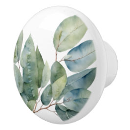 Eucalyptus waterverf groen keramische knop