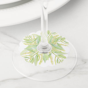 Eucalyptus waterverf groene bladeren wijnglas wijnglaslabel