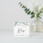 Eucalyptus Waterverf QR Code Weduwschap RSVP Informatiekaartje (Staand voorkant)