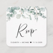 Eucalyptus Waterverf QR Code Weduwschap RSVP Informatiekaartje (Voorkant)