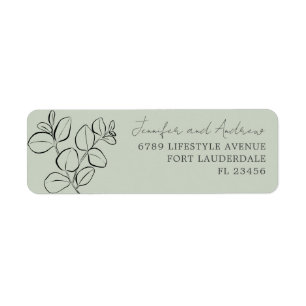 Eucalyptus Waterverf Saliegroene Trouwlabel Etiket
