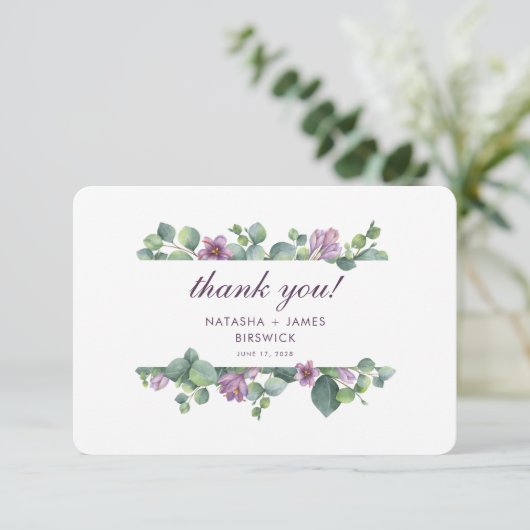 Eucalyptus Waterverf Weddenschap Bedankkaart (Staand voorkant)