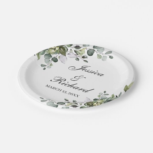 Eucalyptus Waterverf Weddenschap Borden Papieren Bordje (Gekanteld)