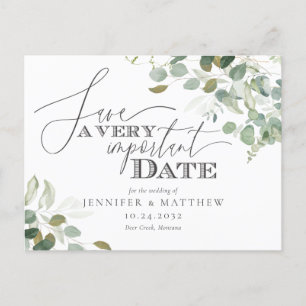 Eucalyptus Waterverf Wedding Save the Date Invita Briefkaart